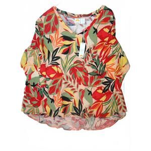 C&C California Women's Floral Print V-Neck Blouse, Size 3X NWT